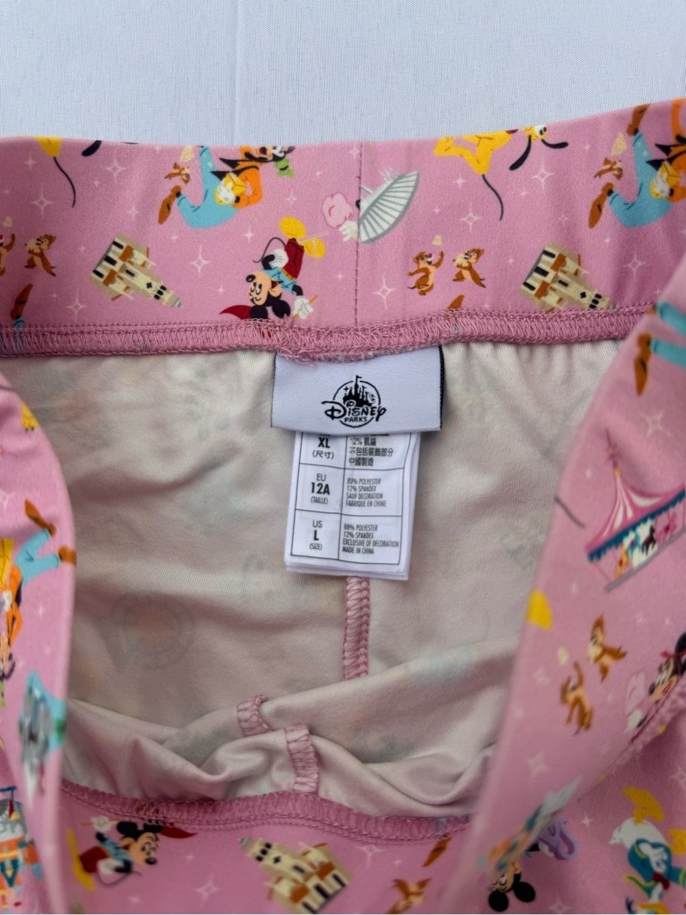 #71 Disney Pink All-Over Character Print Kids Leggings-size(10/12) - Picture 4 of 7